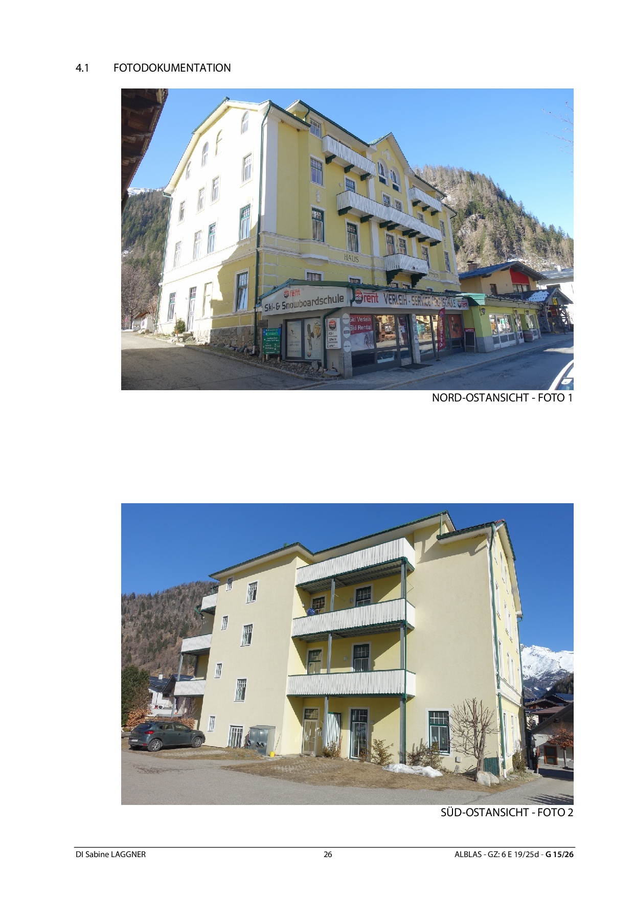 Gelbes Haus in Alblas mit Ski-Verleih und Snowboardschule, Nord-Ostansicht