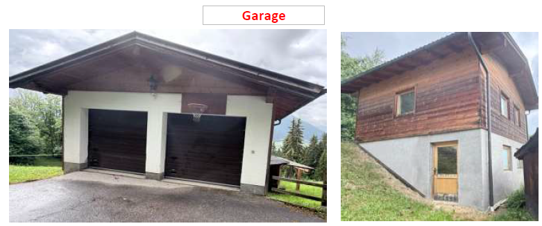 Garage mit zwei Toren und Basketballkorb in Bergregion, Österreich