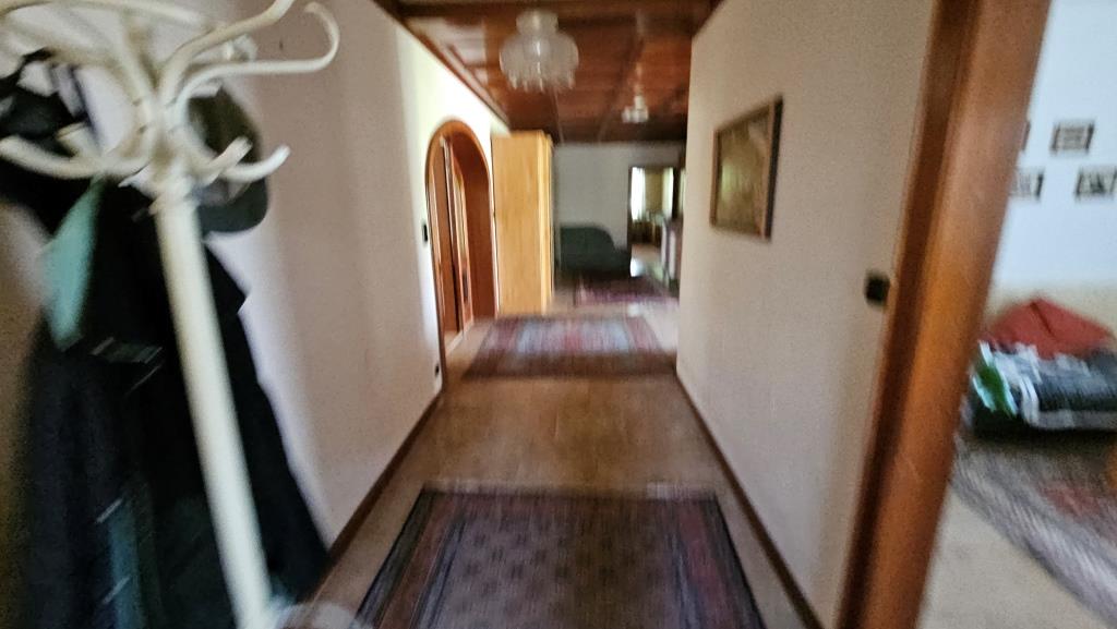 Vorraum mit Garderobe, Holztäfelung und Teppichen
