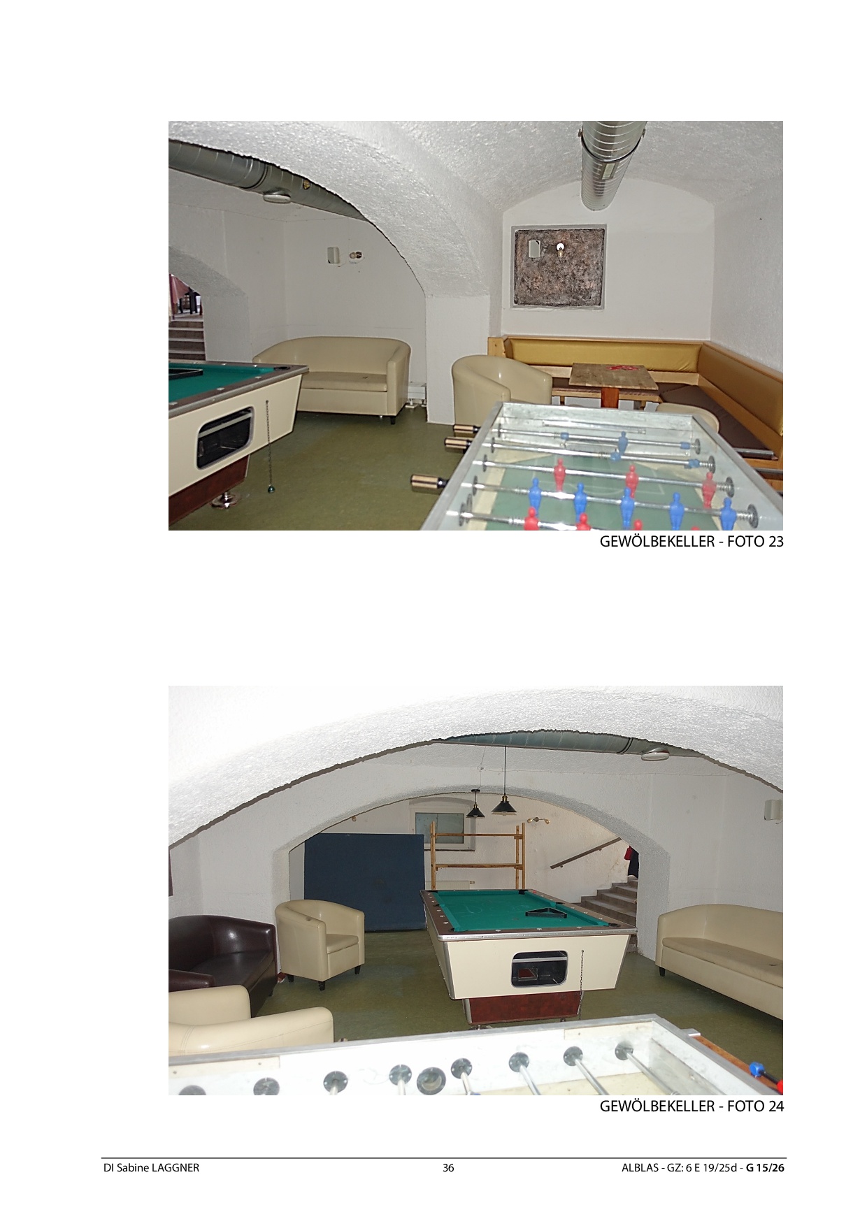 Gewölbekeller mit Billardtisch, Tischfußball und Sitzgelegenheiten